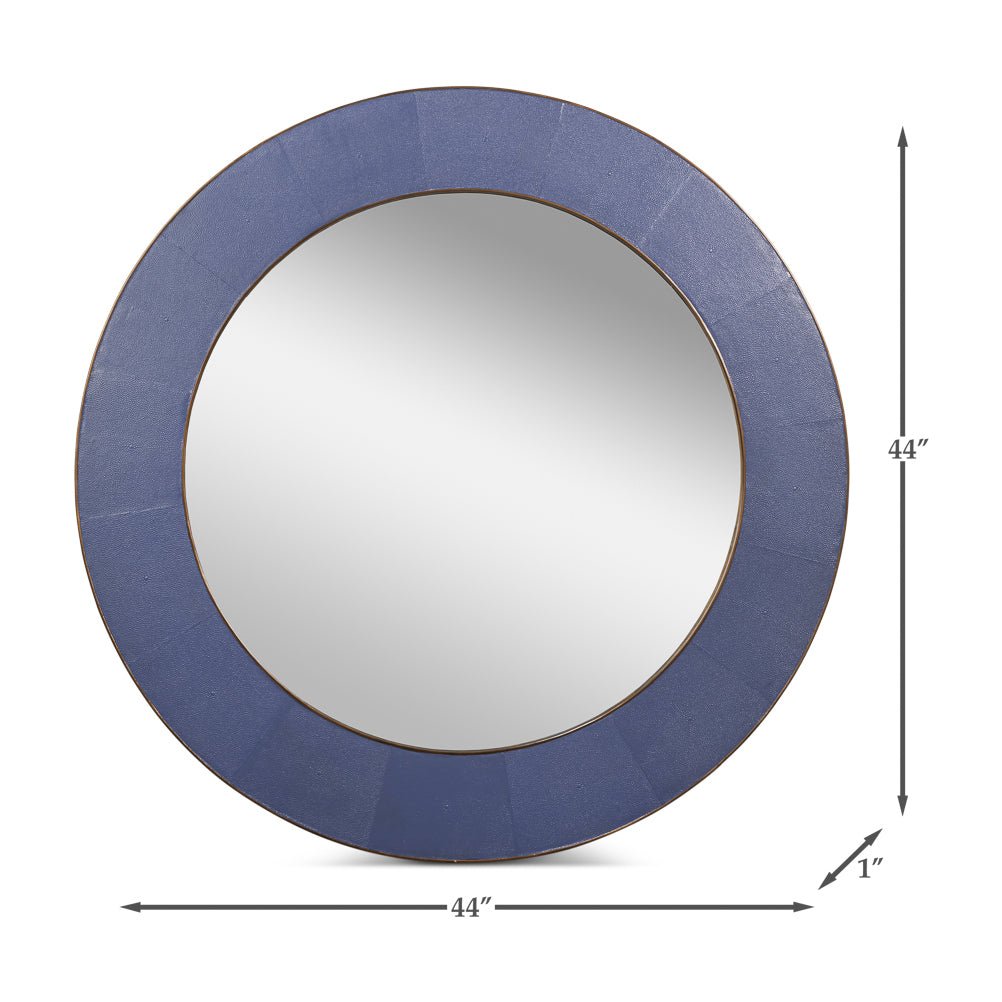 Mid Century Purple Round Leather Mirror - English Georgian America