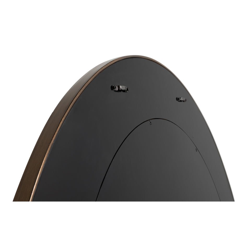 Mid Century Purple Round Leather Mirror - English Georgian America