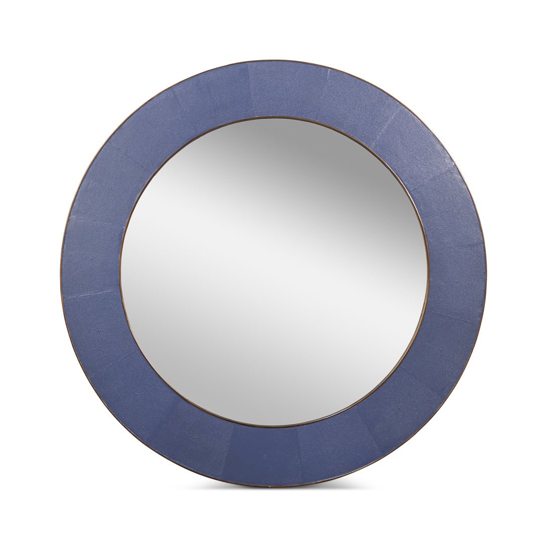 Mid Century Purple Round Leather Mirror - English Georgian America