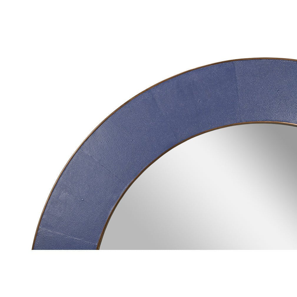 Mid Century Purple Round Leather Mirror - English Georgian America