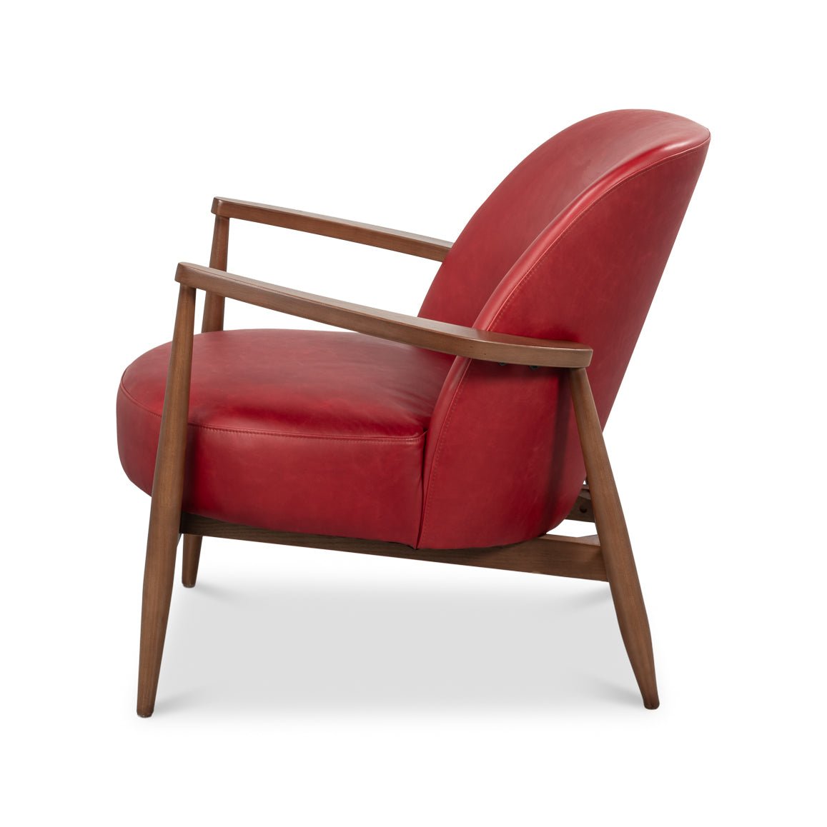 Mid Century Red Leather Arm Chair - English Georgian America