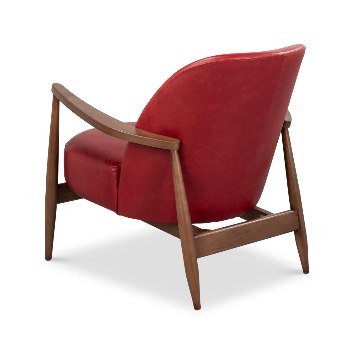 Mid Century Red Leather Arm Chair - English Georgian America