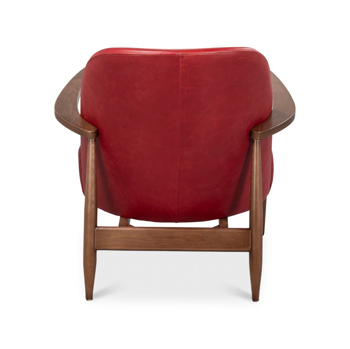 Mid Century Red Leather Arm Chair - English Georgian America
