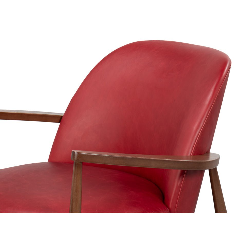 Mid Century Red Leather Arm Chair - English Georgian America