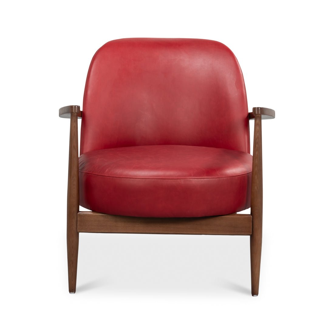 Mid Century Red Leather Arm Chair - English Georgian America