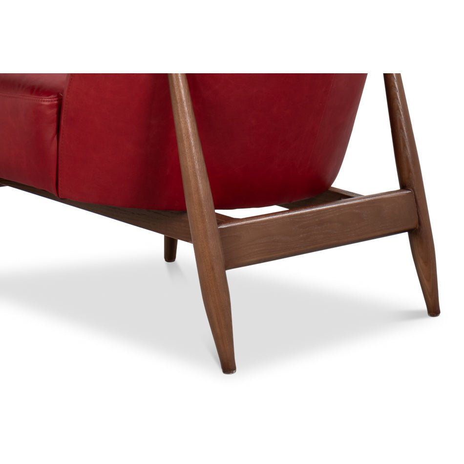 Mid Century Red Leather Arm Chair - English Georgian America