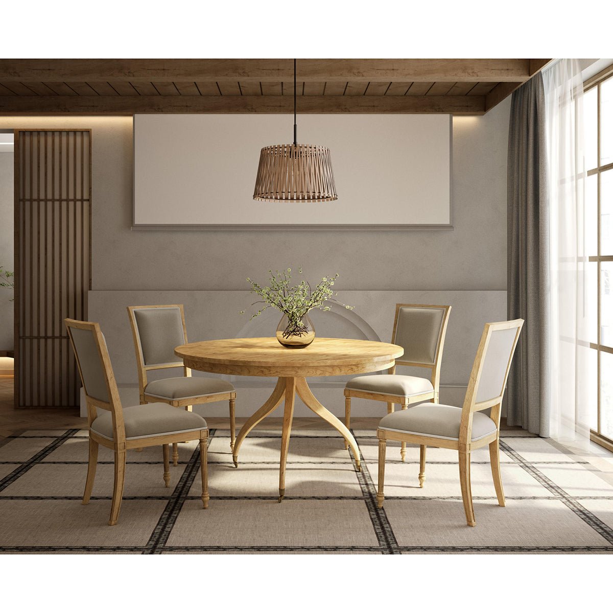 Mid Century Round Dining Table - Sun Bleached Cherry - English Georgian America