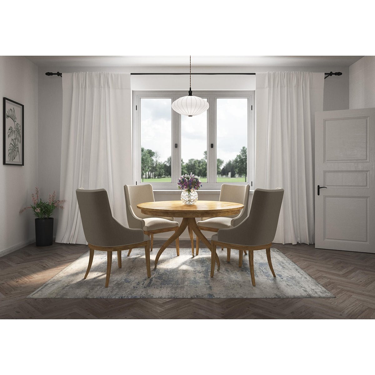 Mid Century Round Dining Table - Sun Bleached Cherry - English Georgian America