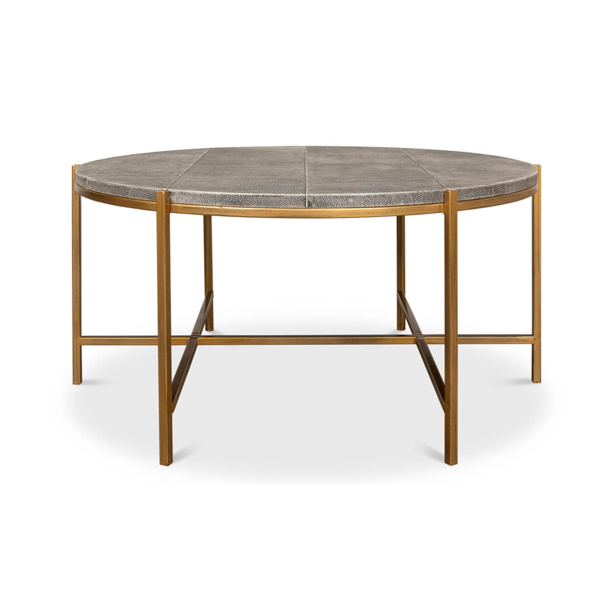 Mid Century Round Leather Cocktail Table - English Georgian America