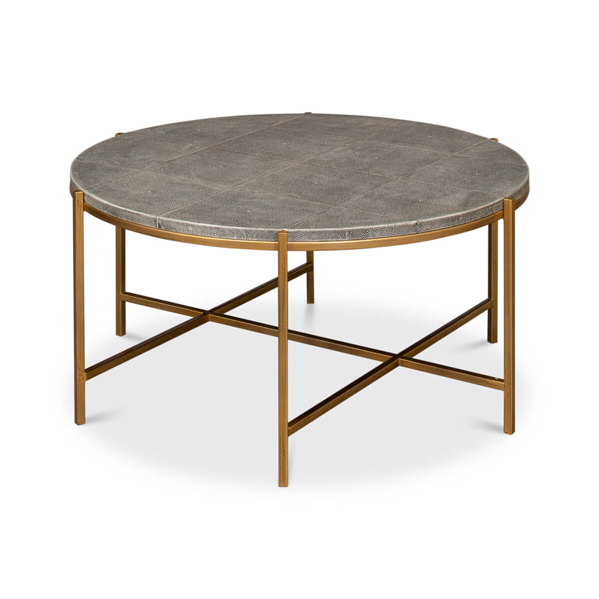 Mid Century Round Leather Cocktail Table - English Georgian America