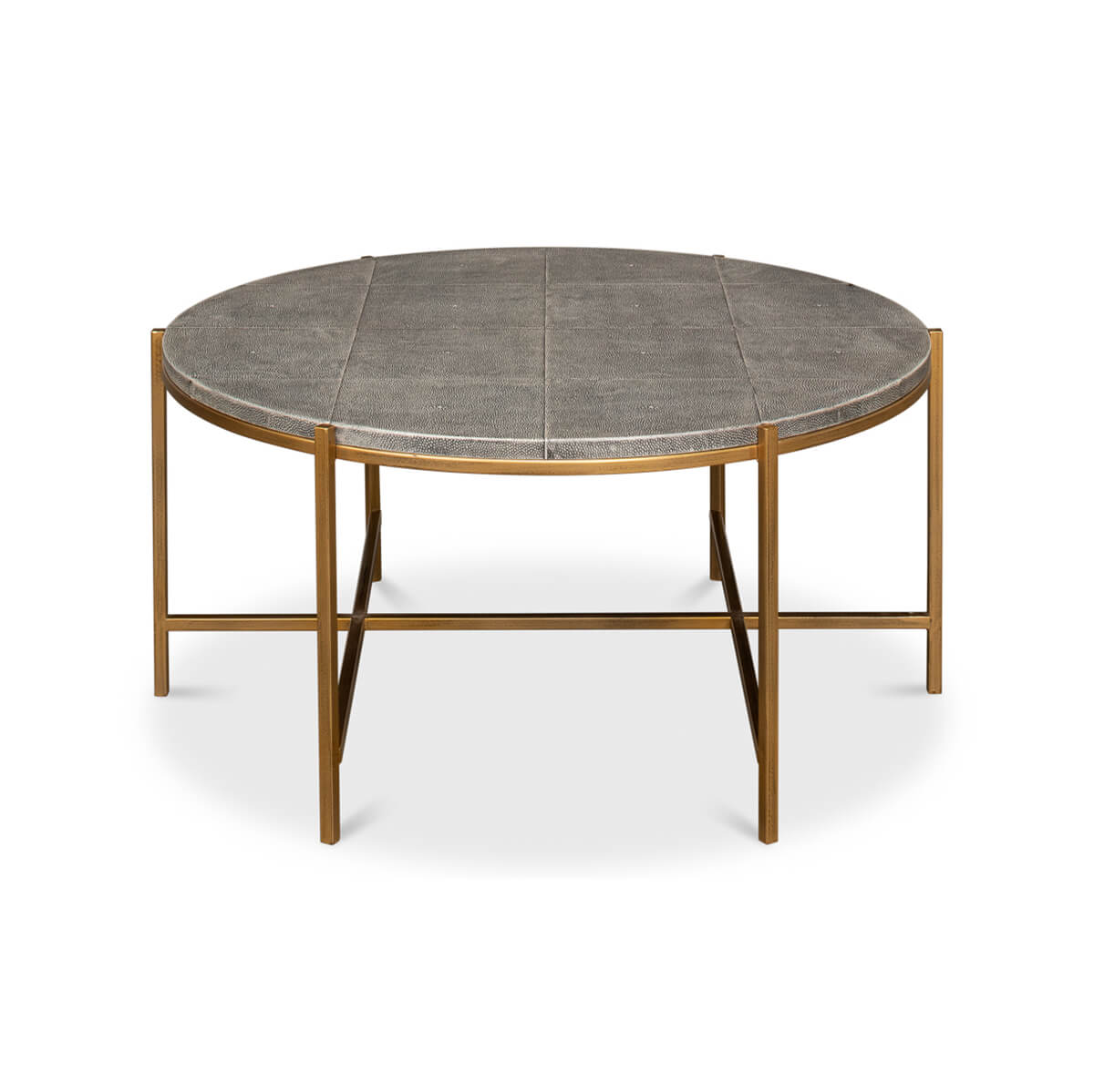 Mid Century Round Leather Cocktail Table - English Georgian America