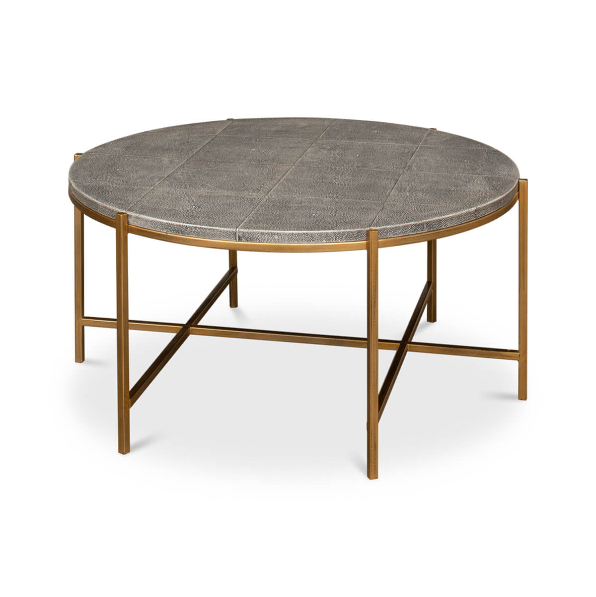 Mid Century Round Leather Cocktail Table - English Georgian America