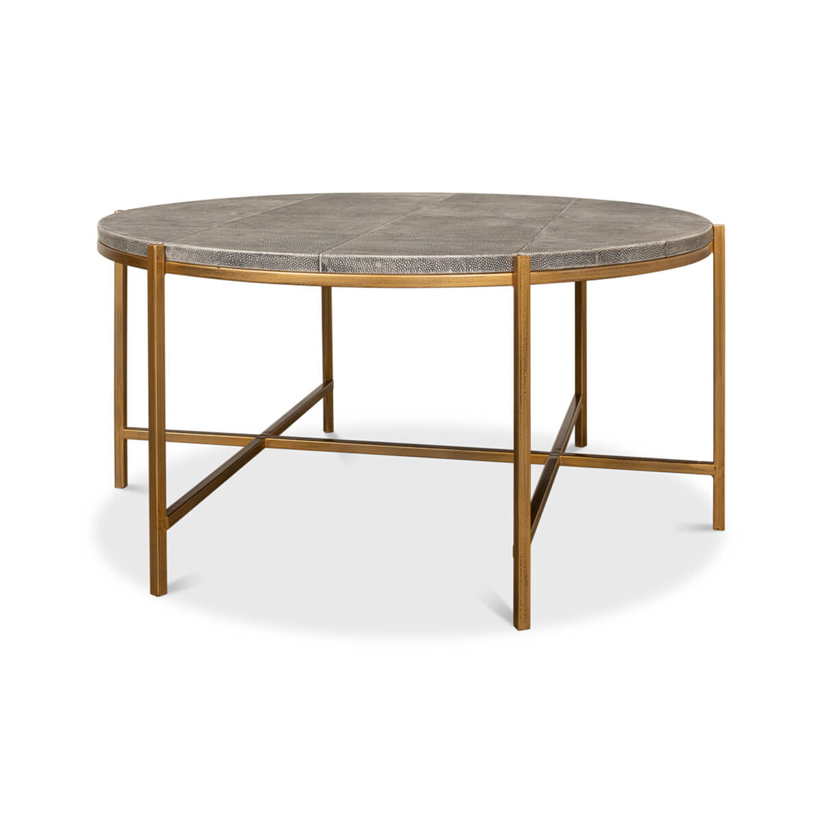 Mid Century Round Leather Cocktail Table - English Georgian America