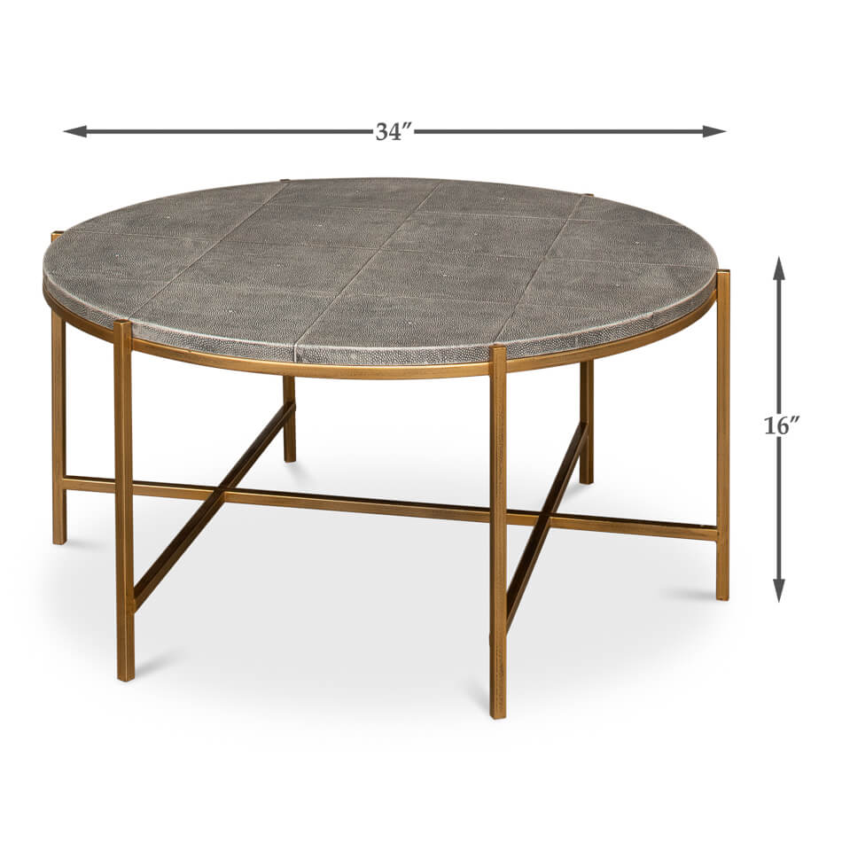 Mid Century Round Leather Cocktail Table - English Georgian America