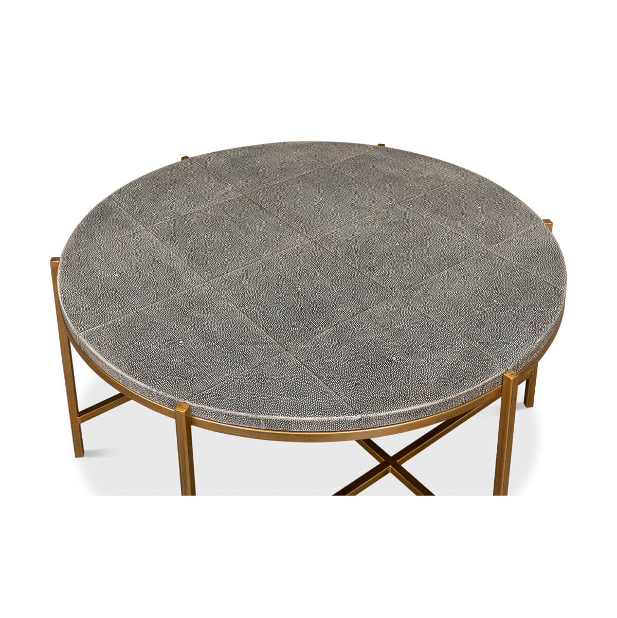 Mid Century Round Leather Cocktail Table - English Georgian America