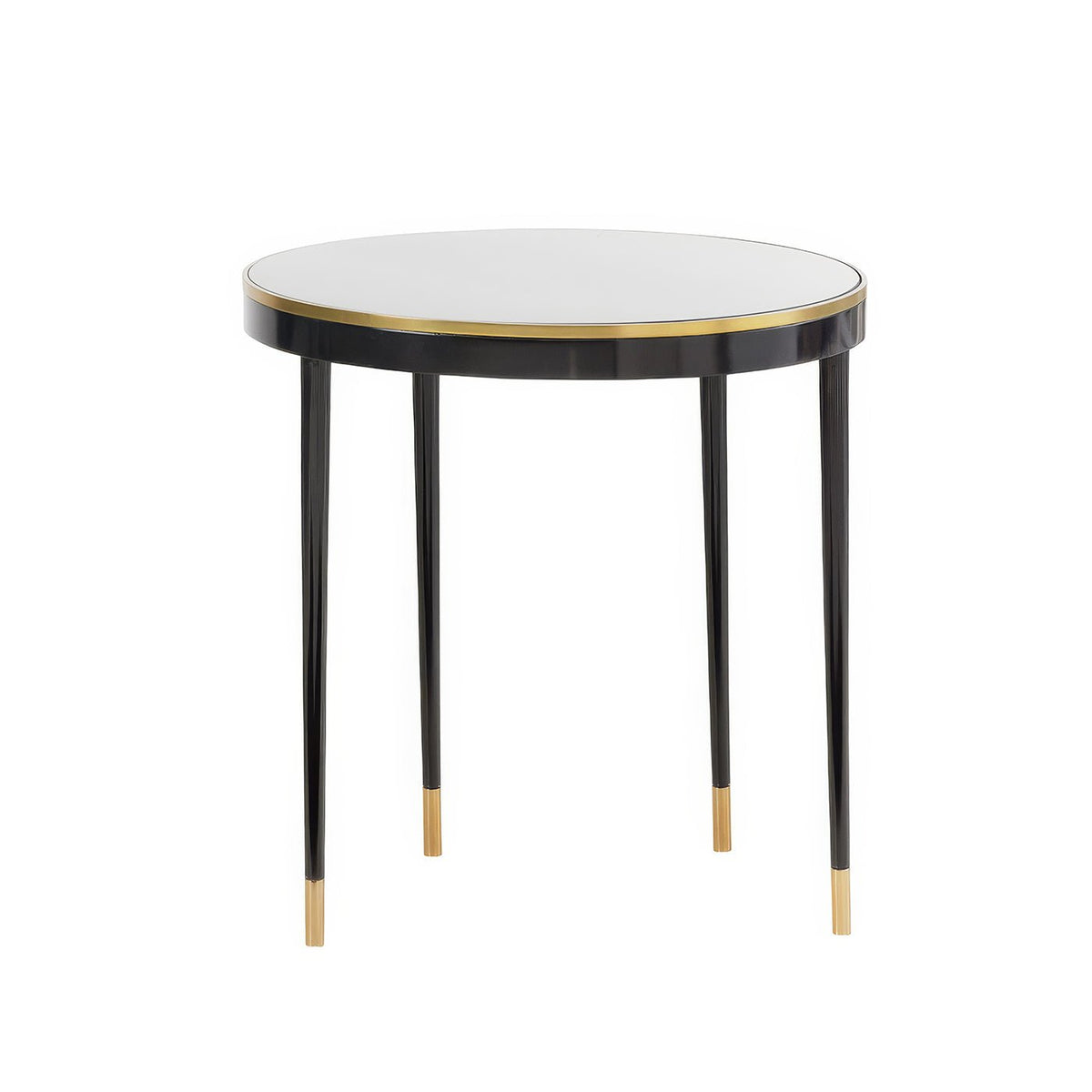 Mid Century Round Mirror Top End Table - English Georgian America