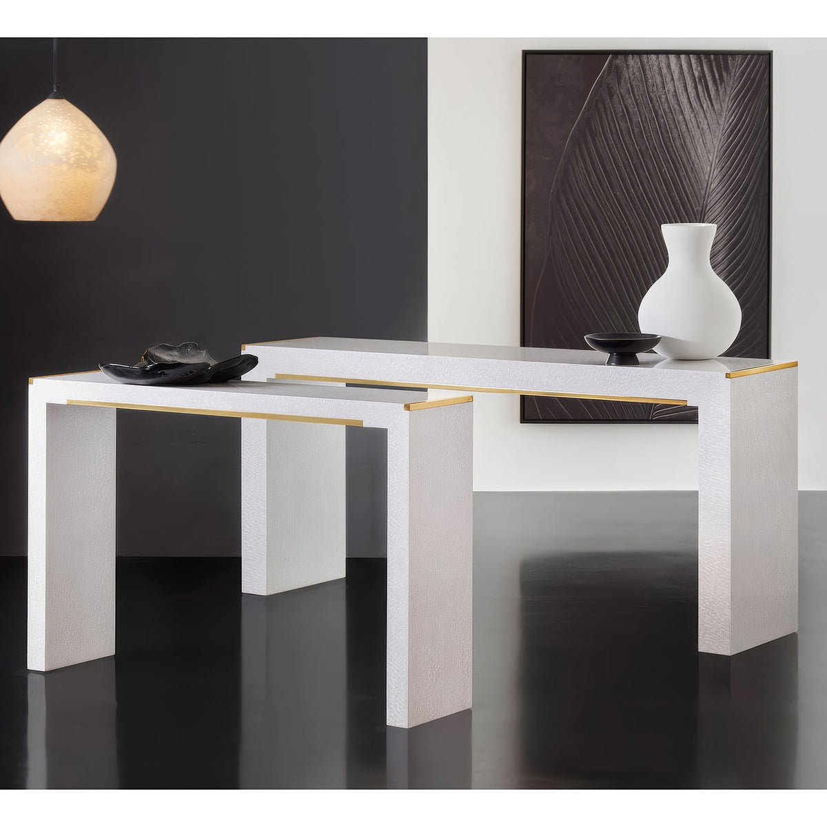 Mid Century Small White Console - English Georgian America