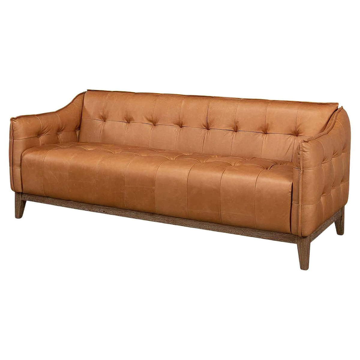 Mid Century Style Leather Sofa - English Georgian America