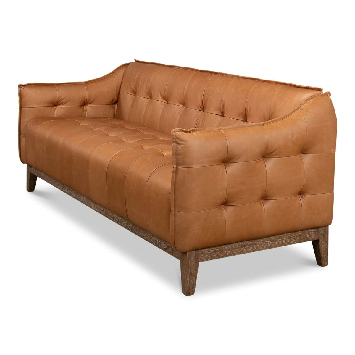 Mid Century Style Leather Sofa - English Georgian America