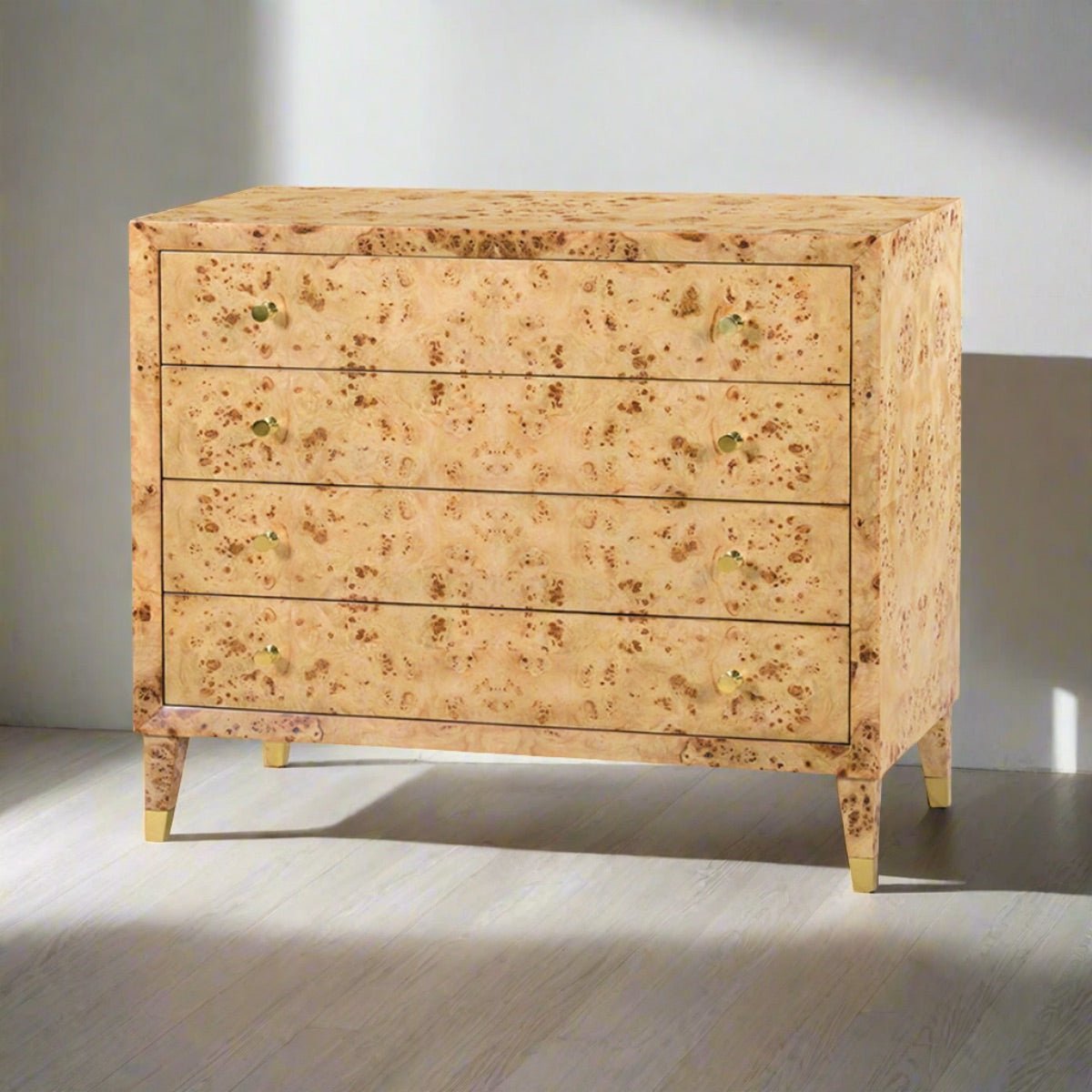 Mid Century Style Light Burl Dresser - English Georgian America