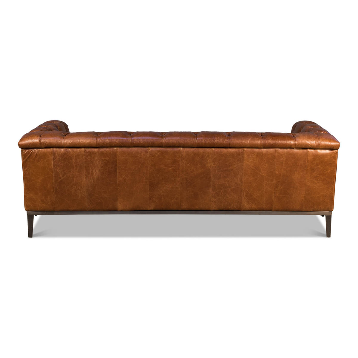 Mid Century Style Tufted Leather Sofa - English Georgian America