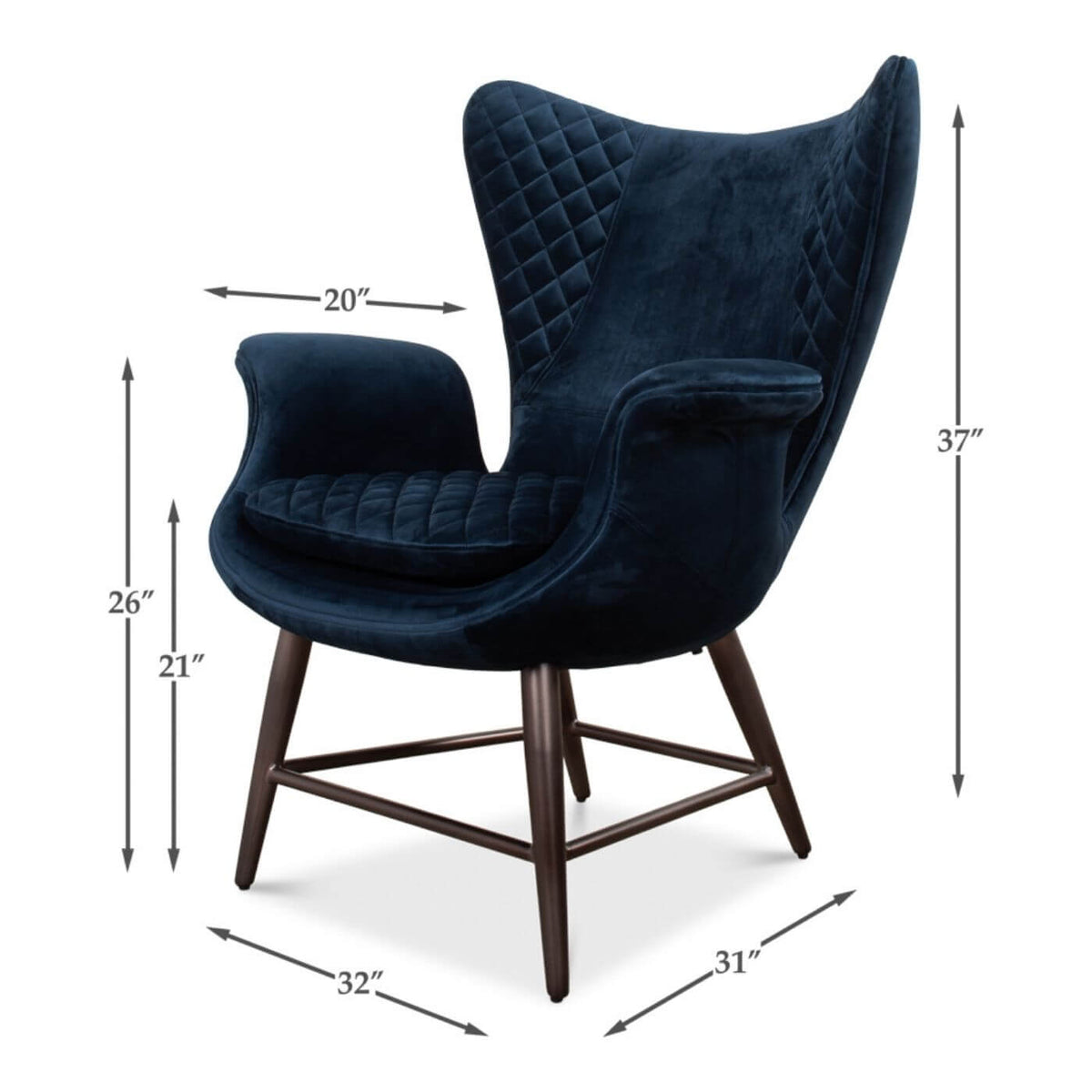 Mid Century Style Velvet Armchair - English Georgian America