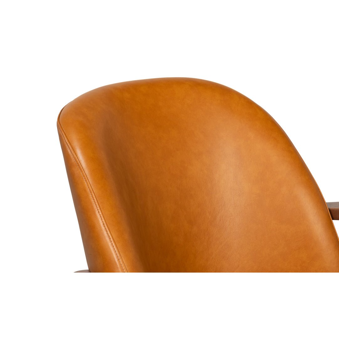 Mid Century Tan Leather Arm Chair - English Georgian America