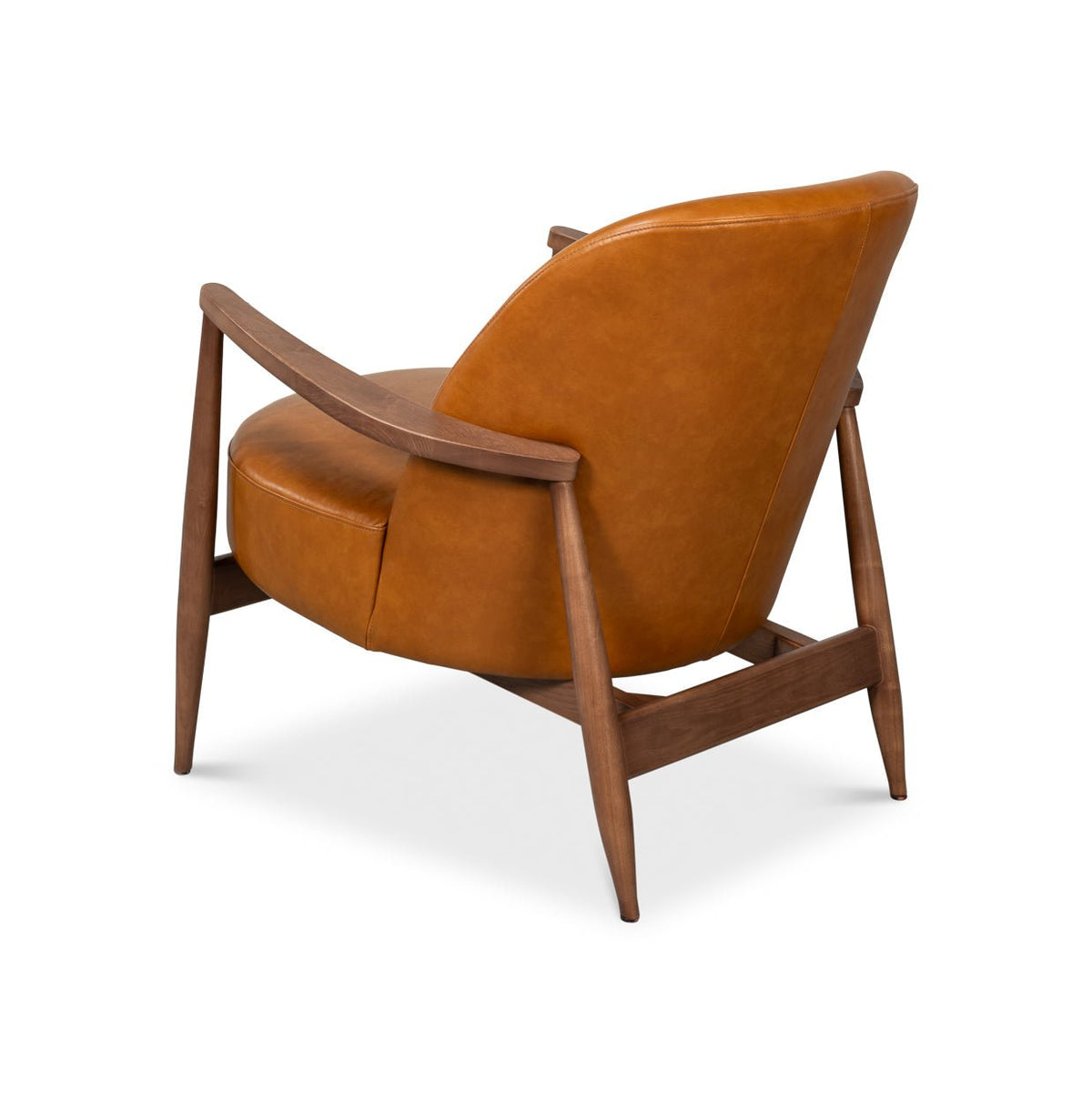 Mid Century Tan Leather Arm Chair - English Georgian America