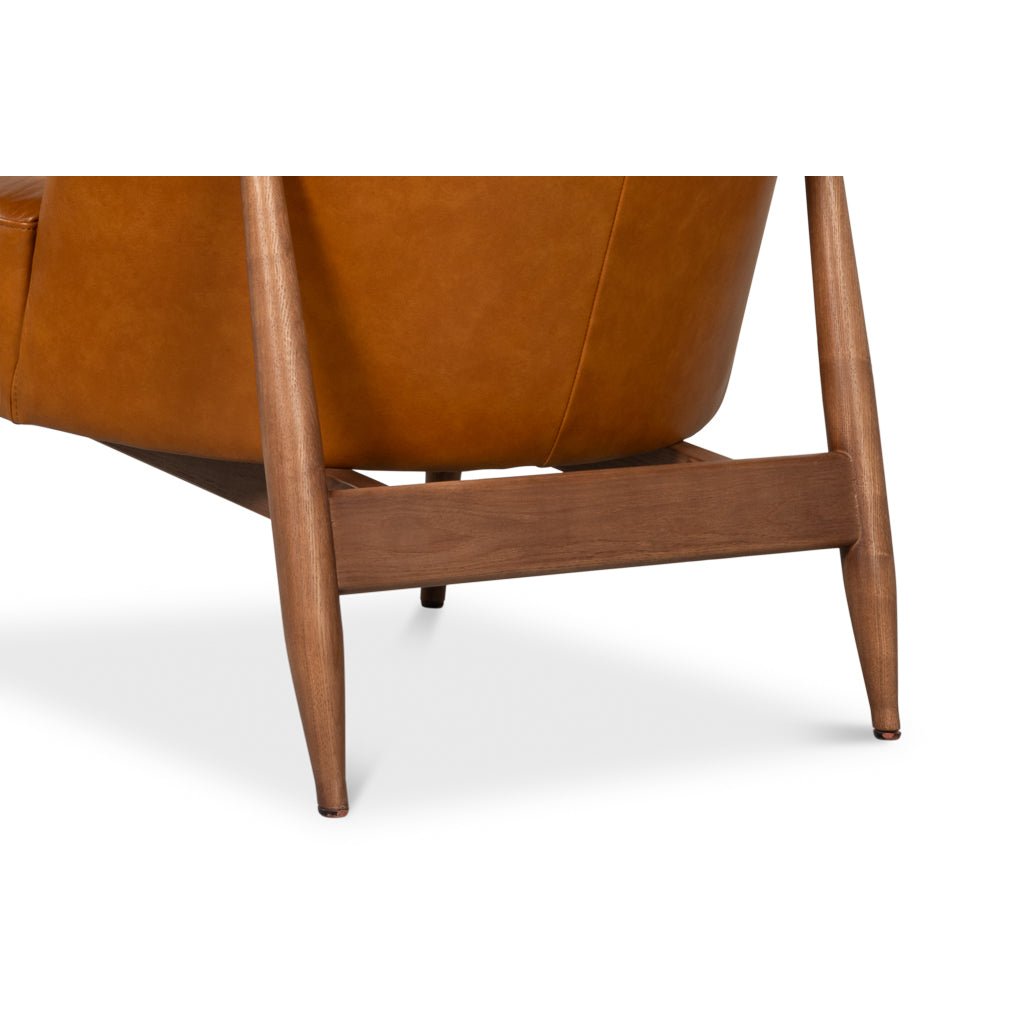 Mid Century Tan Leather Arm Chair - English Georgian America