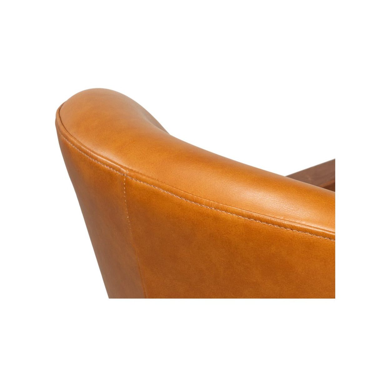 Mid Century Tan Leather Arm Chair - English Georgian America
