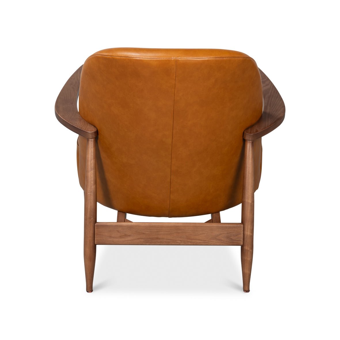 Mid Century Tan Leather Arm Chair - English Georgian America