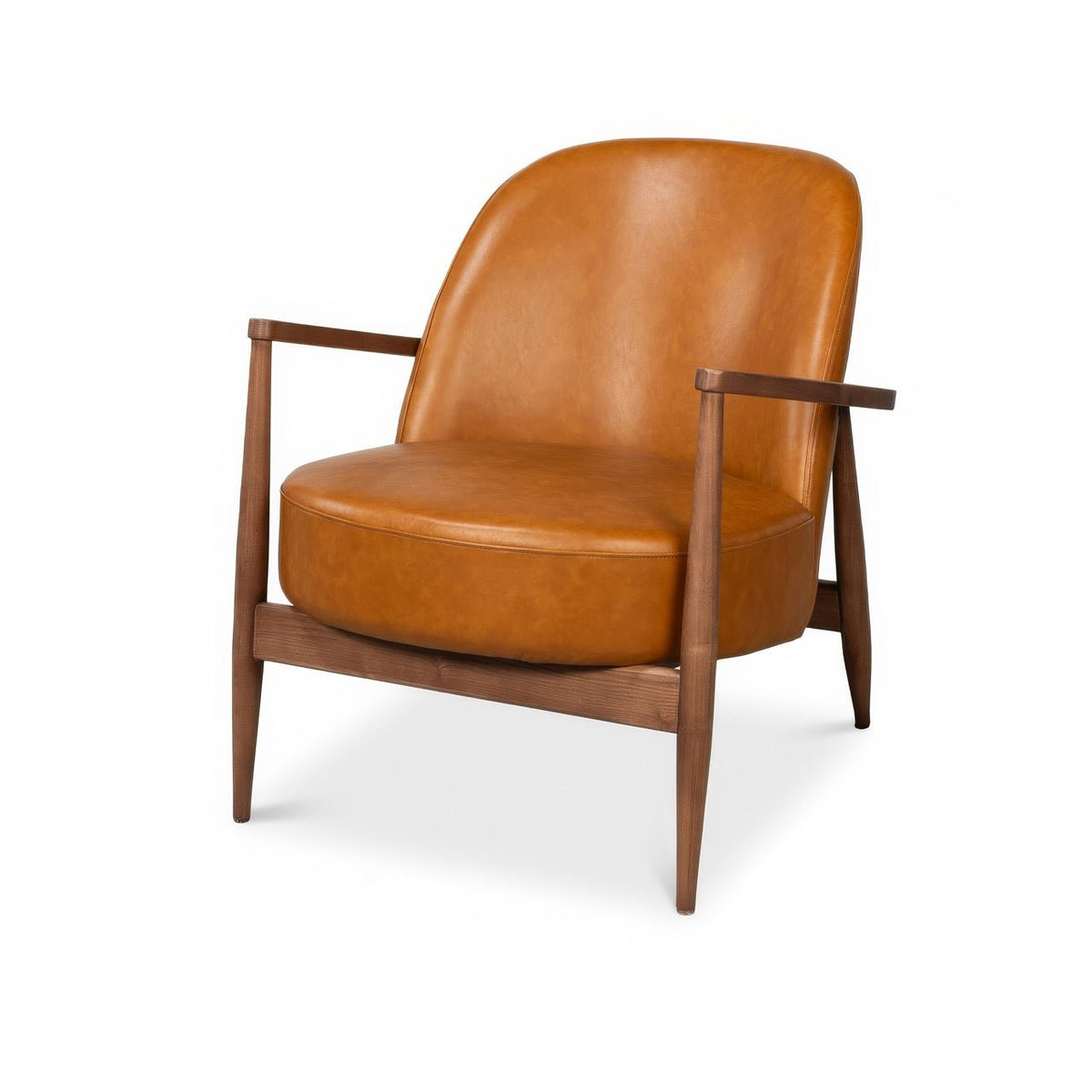 Mid Century Tan Leather Arm Chair - English Georgian America