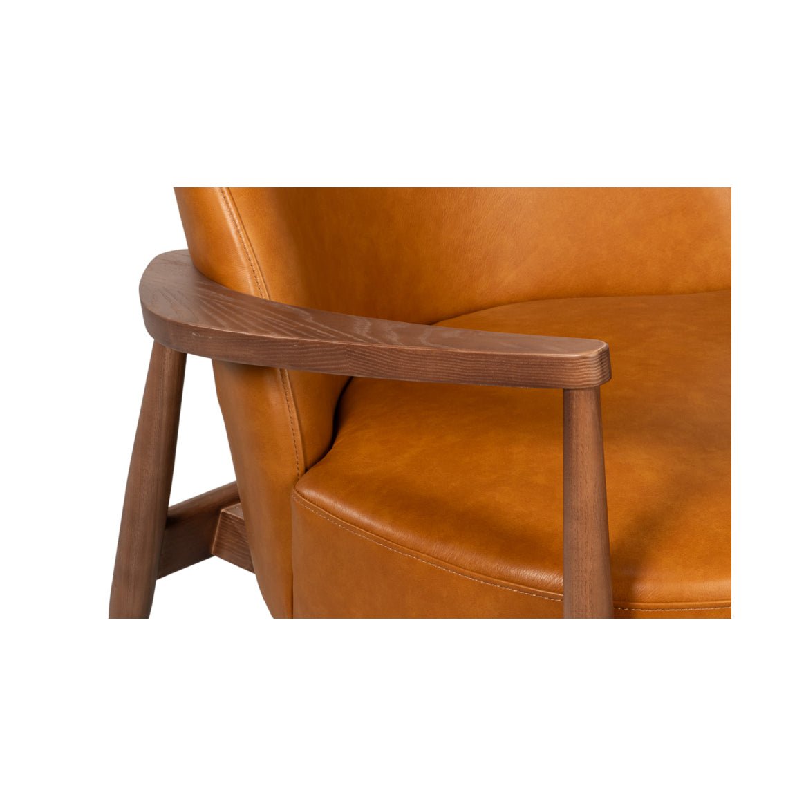 Mid Century Tan Leather Arm Chair - English Georgian America