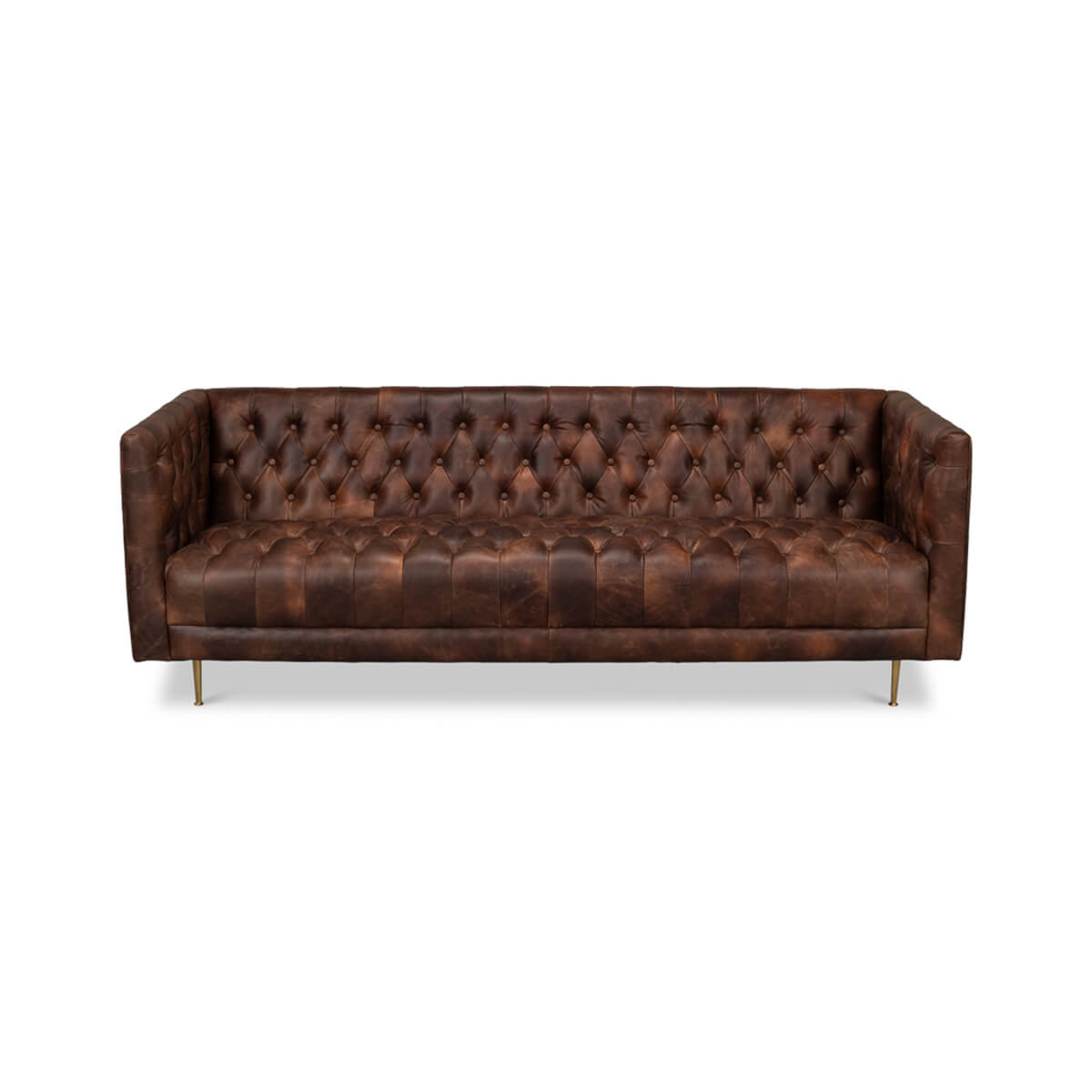Mid Century Tufted Leather Sofa - English Georgian America