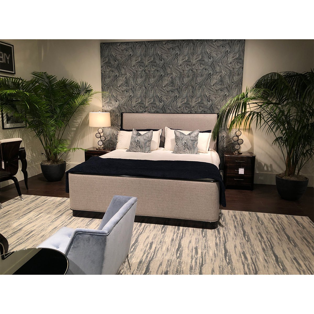 Mid Century Upholstered King Size Bed - English Georgian America