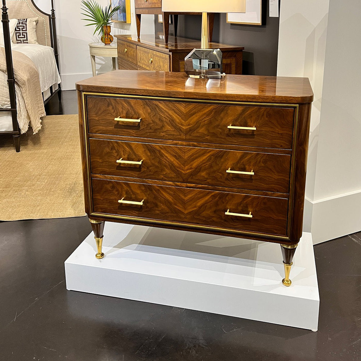 Mid Century Walnut Bedside Chest - English Georgian America