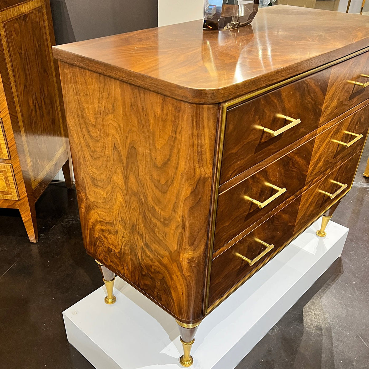 Mid Century Walnut Bedside Chest - English Georgian America