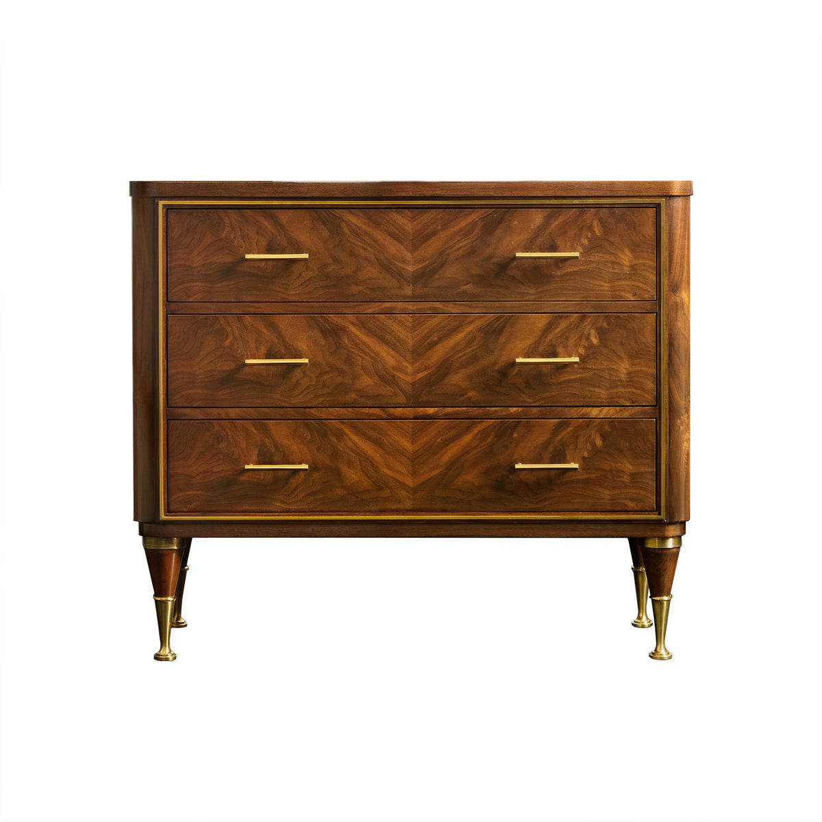 Mid Century Walnut Bedside Chest - English Georgian America