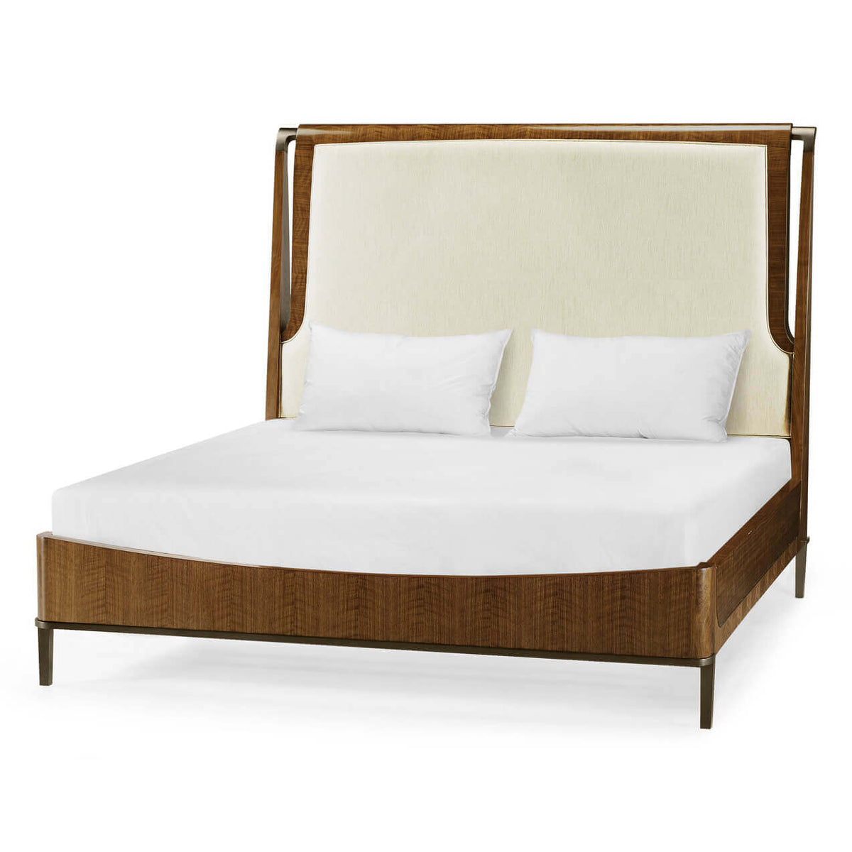 Mid Century Walnut Upholstered Bed - King - English Georgian America