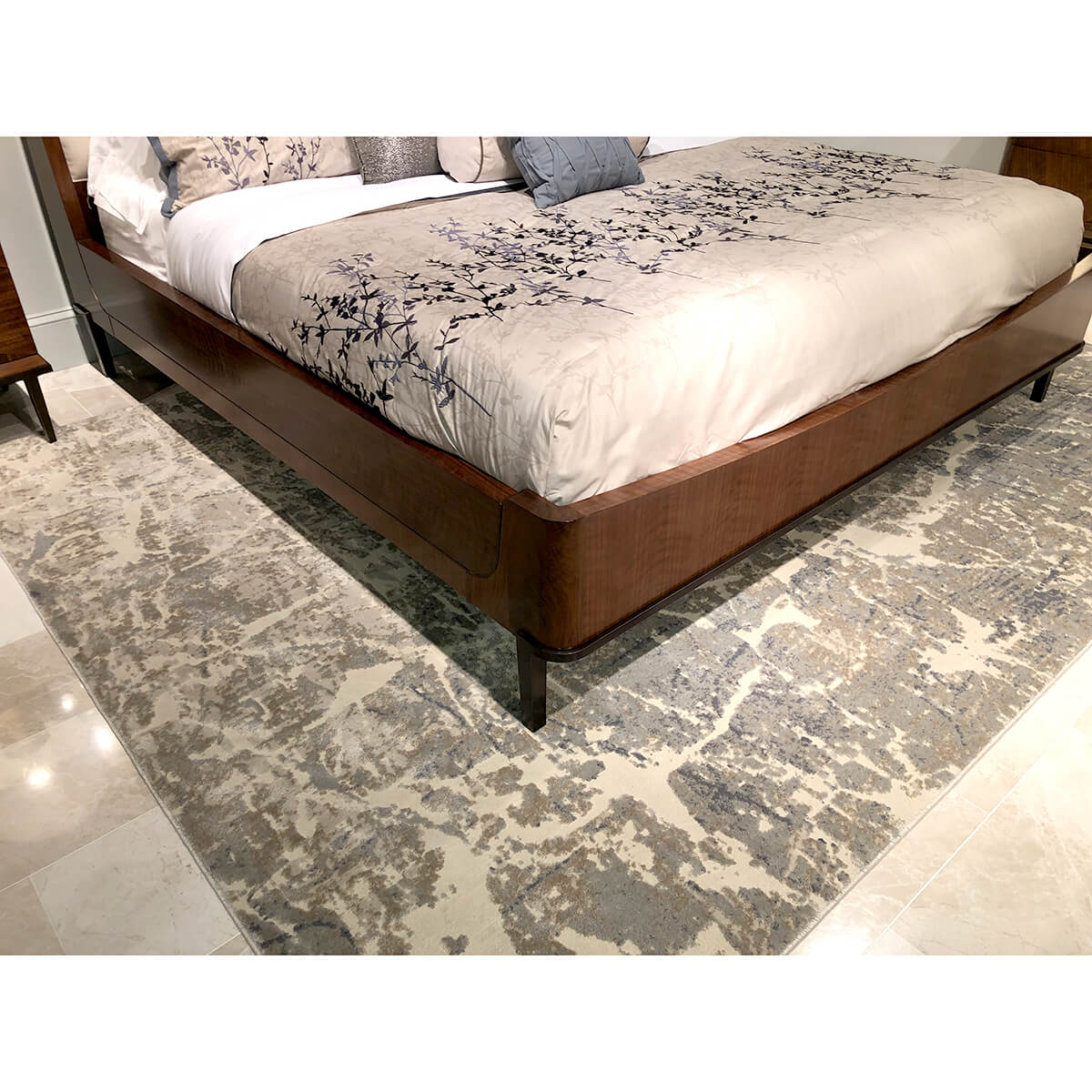 Mid Century Walnut Upholstered Bed - King - English Georgian America