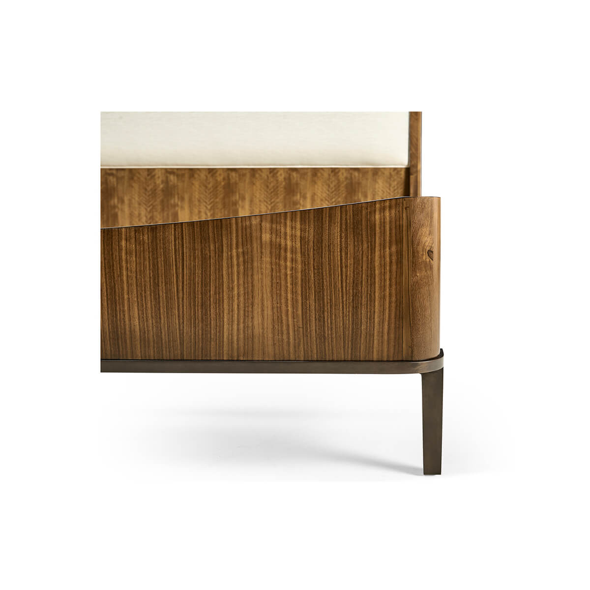 Mid Century Walnut Upholstered Bed - King - English Georgian America