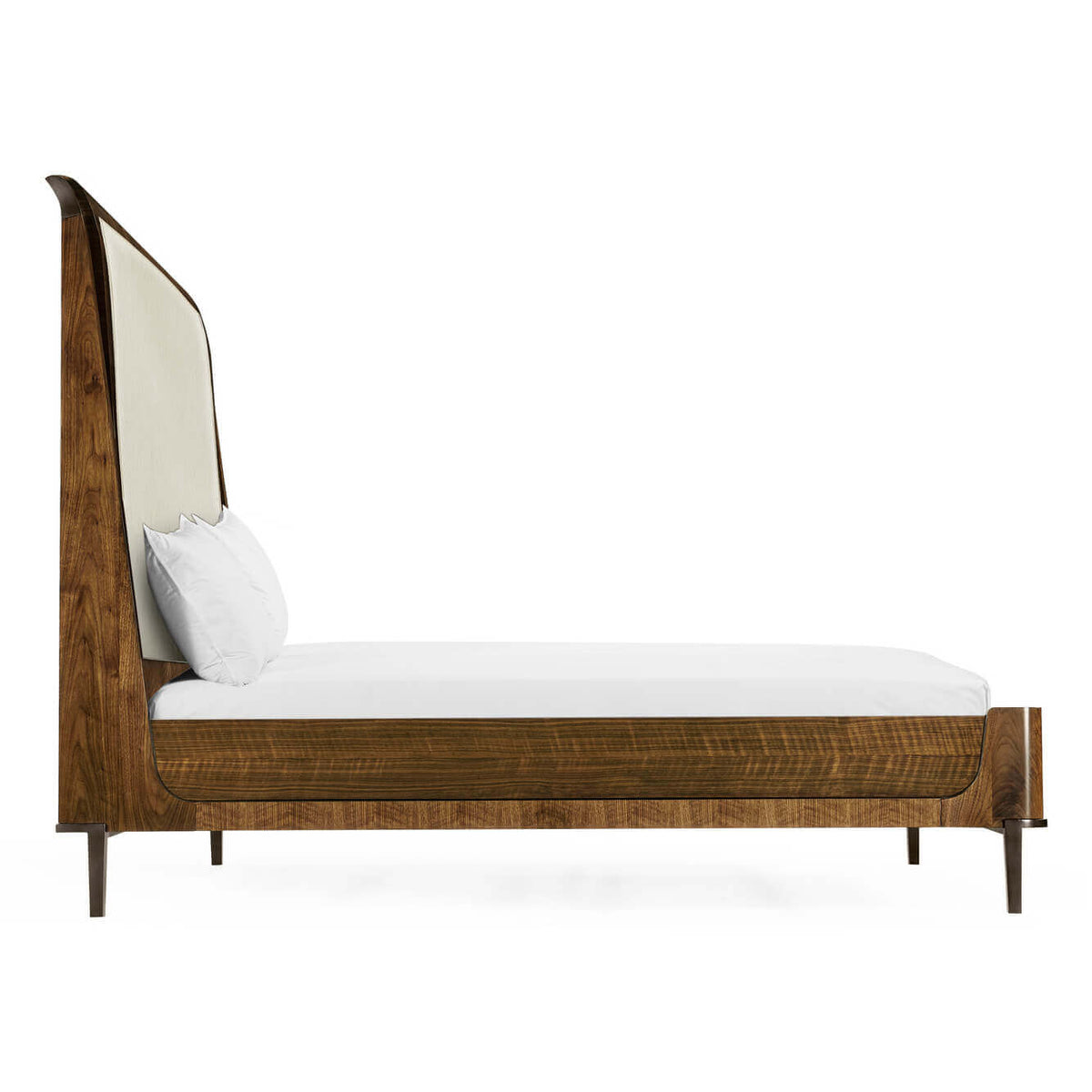 Mid Century Walnut Upholstered Bed - King - English Georgian America