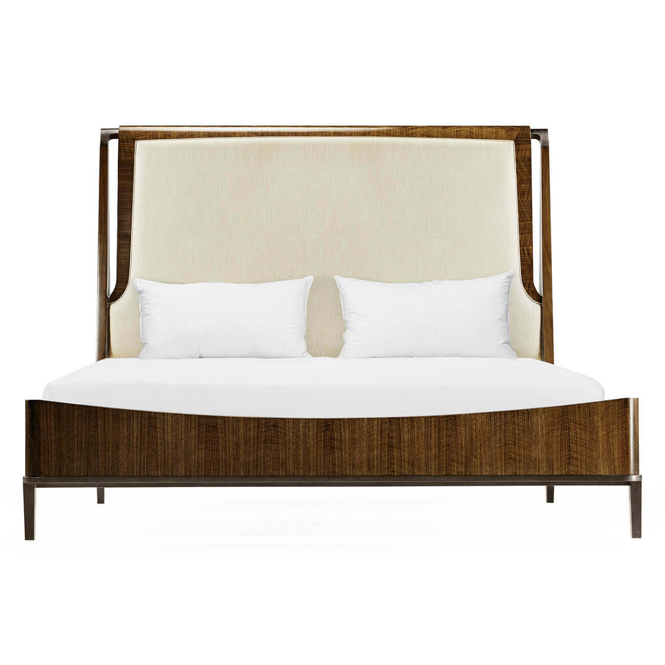 Mid Century Walnut Upholstered Bed - King - English Georgian America