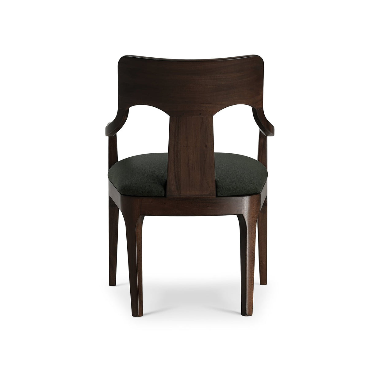 Mid‑Century Dining Armchair – Walnut Finish, Dark Green - English Georgian America