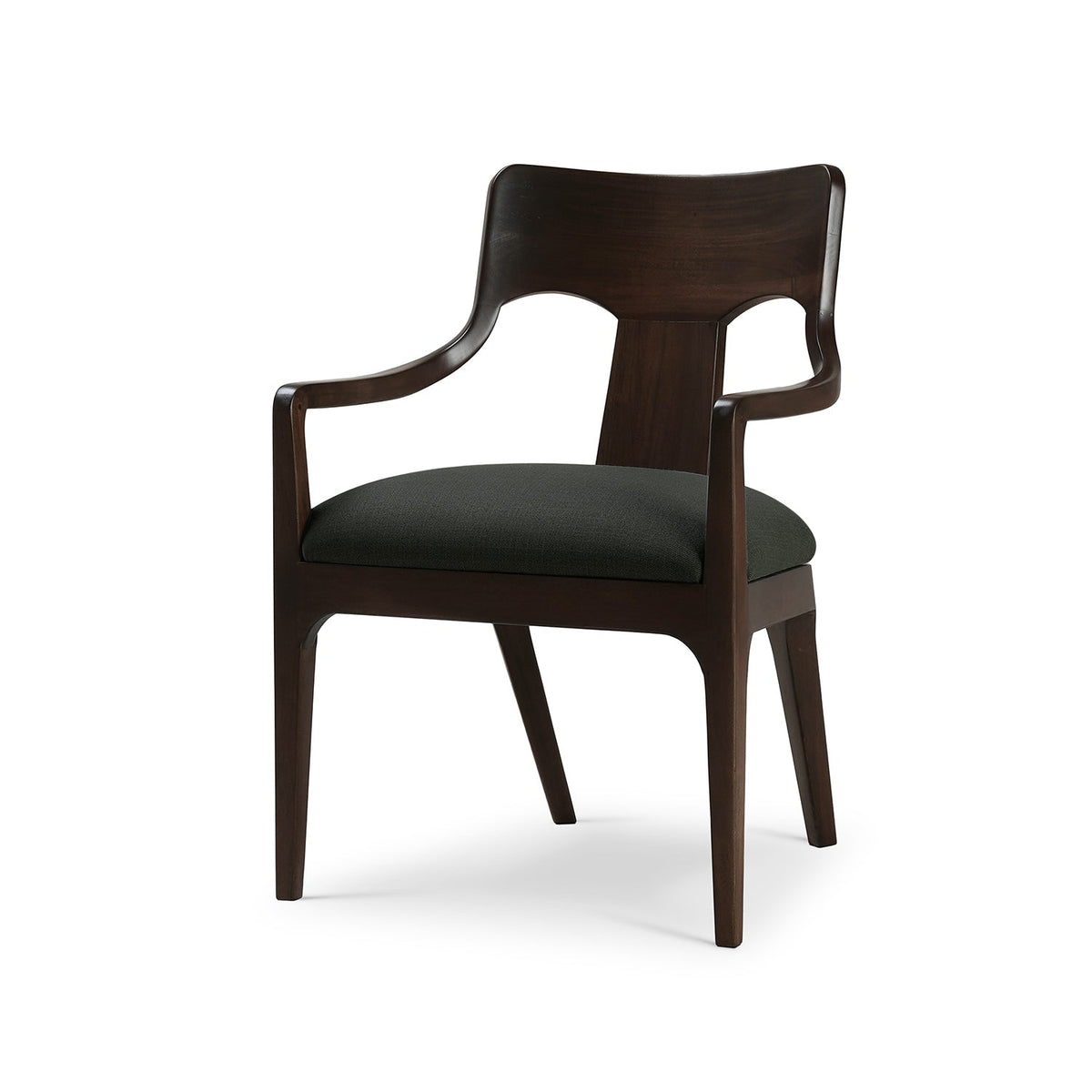 Mid‑Century Dining Armchair – Walnut Finish, Dark Green - English Georgian America