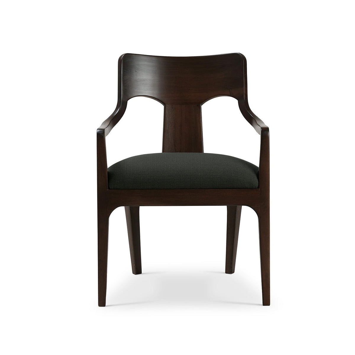 Mid‑Century Dining Armchair – Walnut Finish, Dark Green - English Georgian America