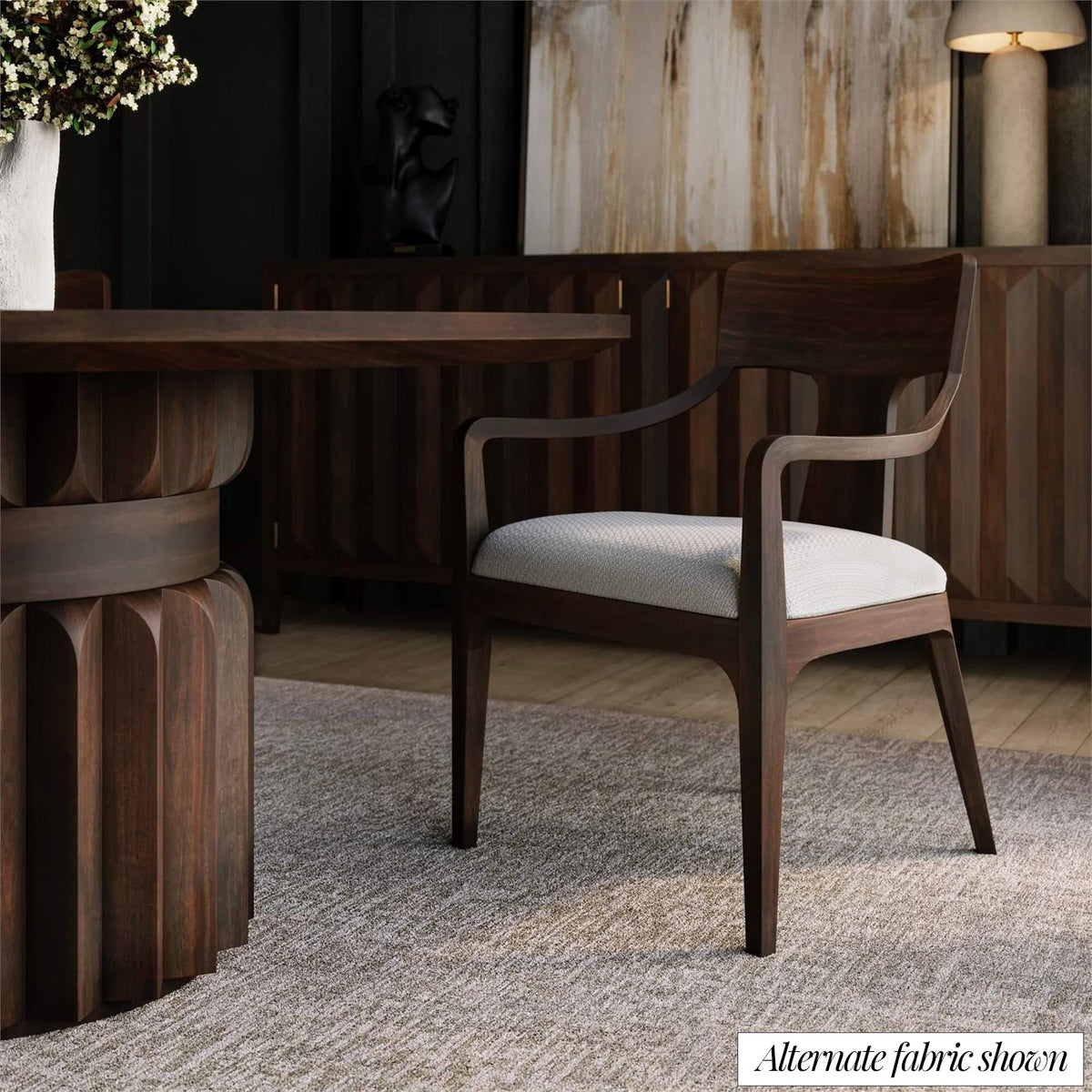 Mid‑Century Dining Armchair – Walnut Finish, Dark Green - English Georgian America