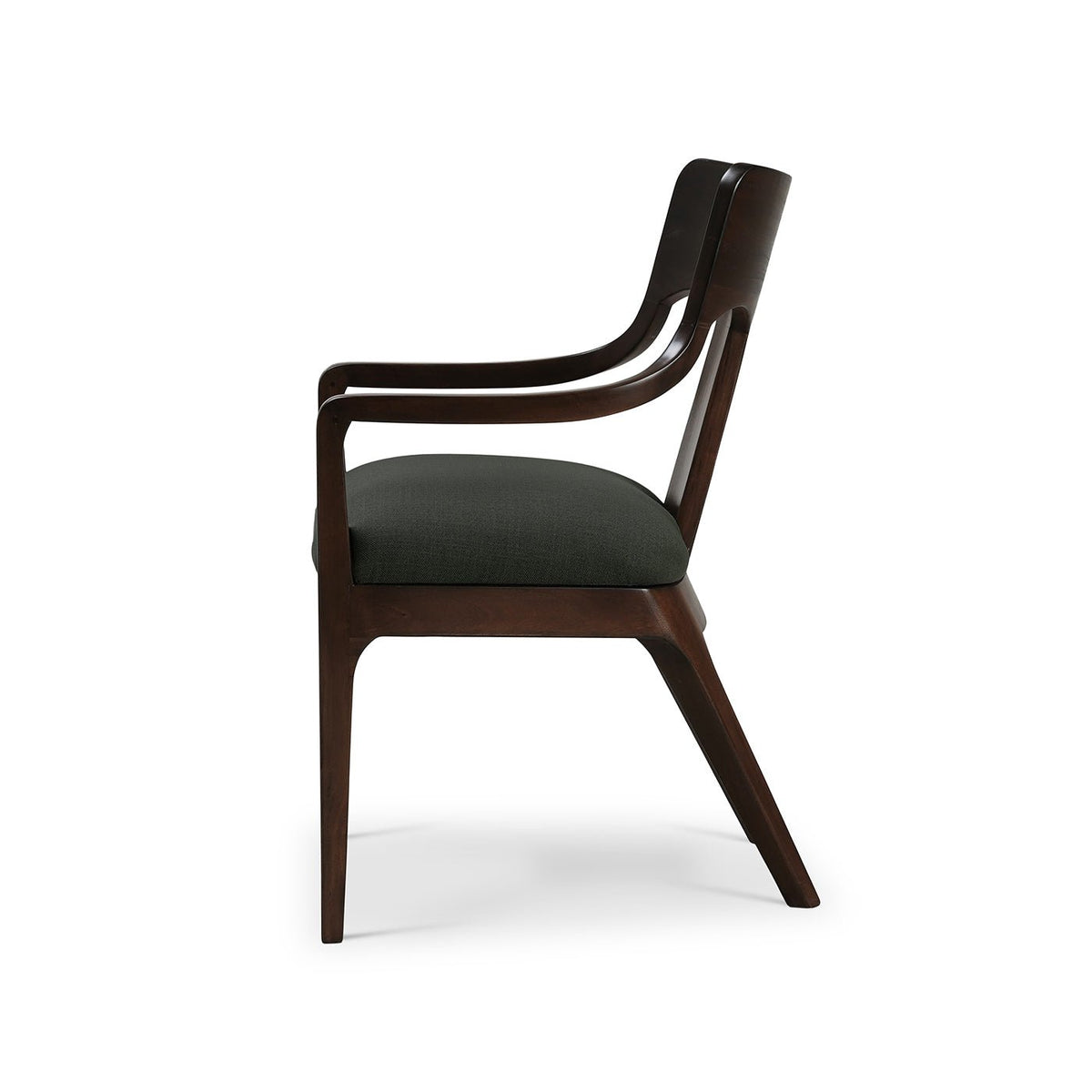 Mid‑Century Dining Armchair – Walnut Finish, Dark Green - English Georgian America