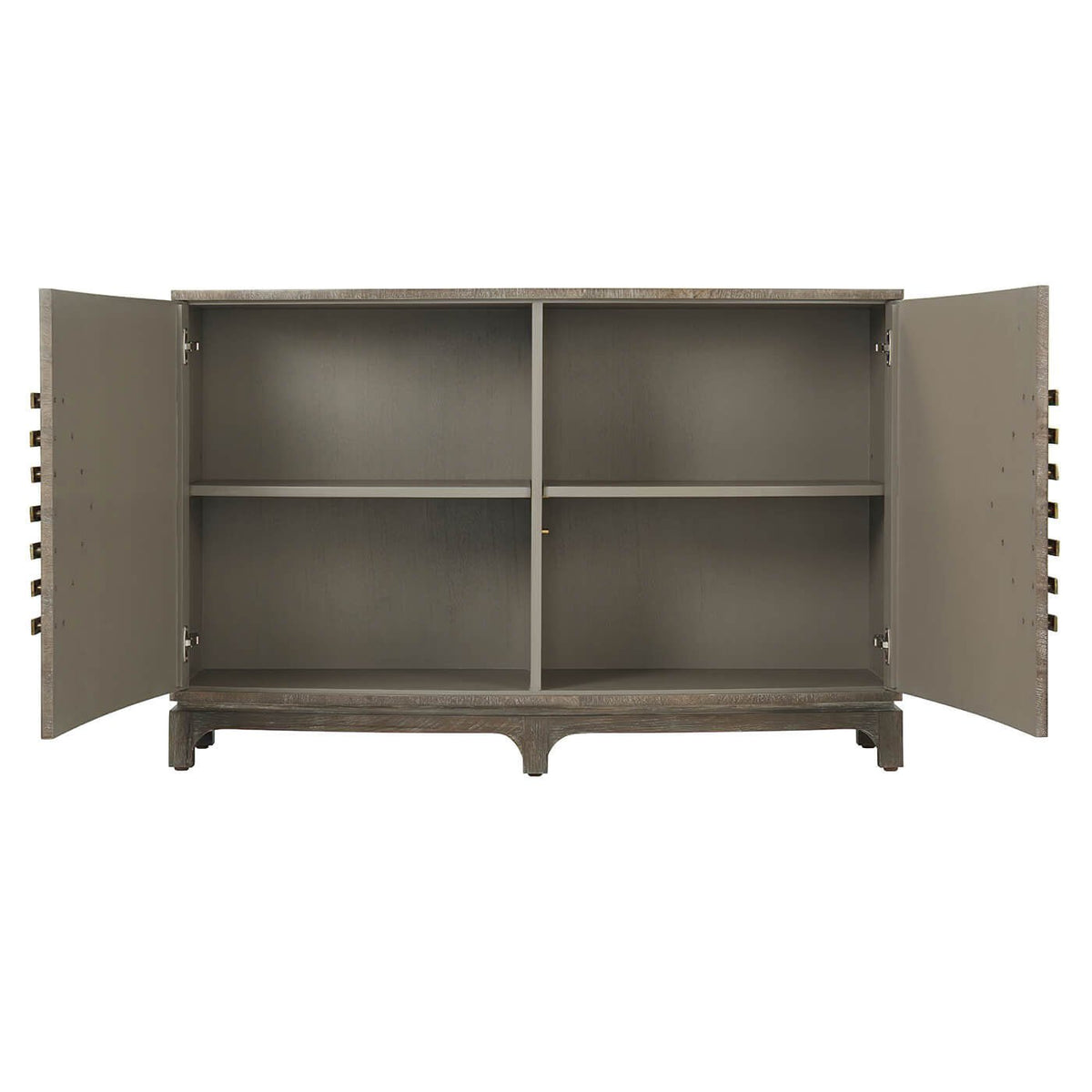 Modern Aged Oak Bowfront Cabinet - English Georgian America