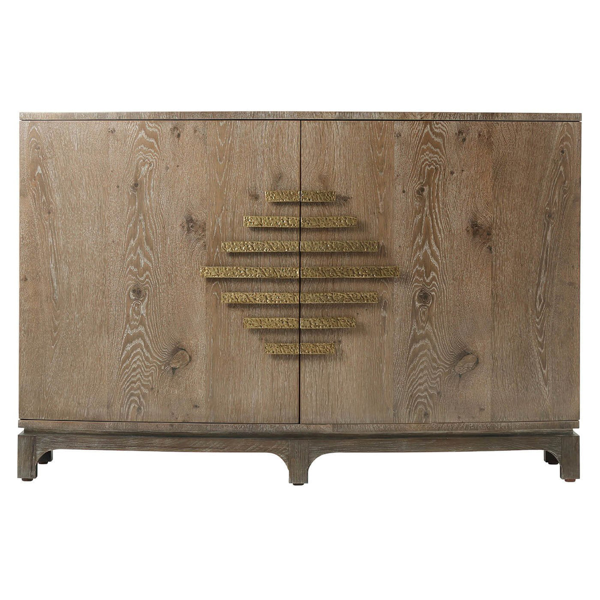 Modern Aged Oak Bowfront Cabinet - English Georgian America